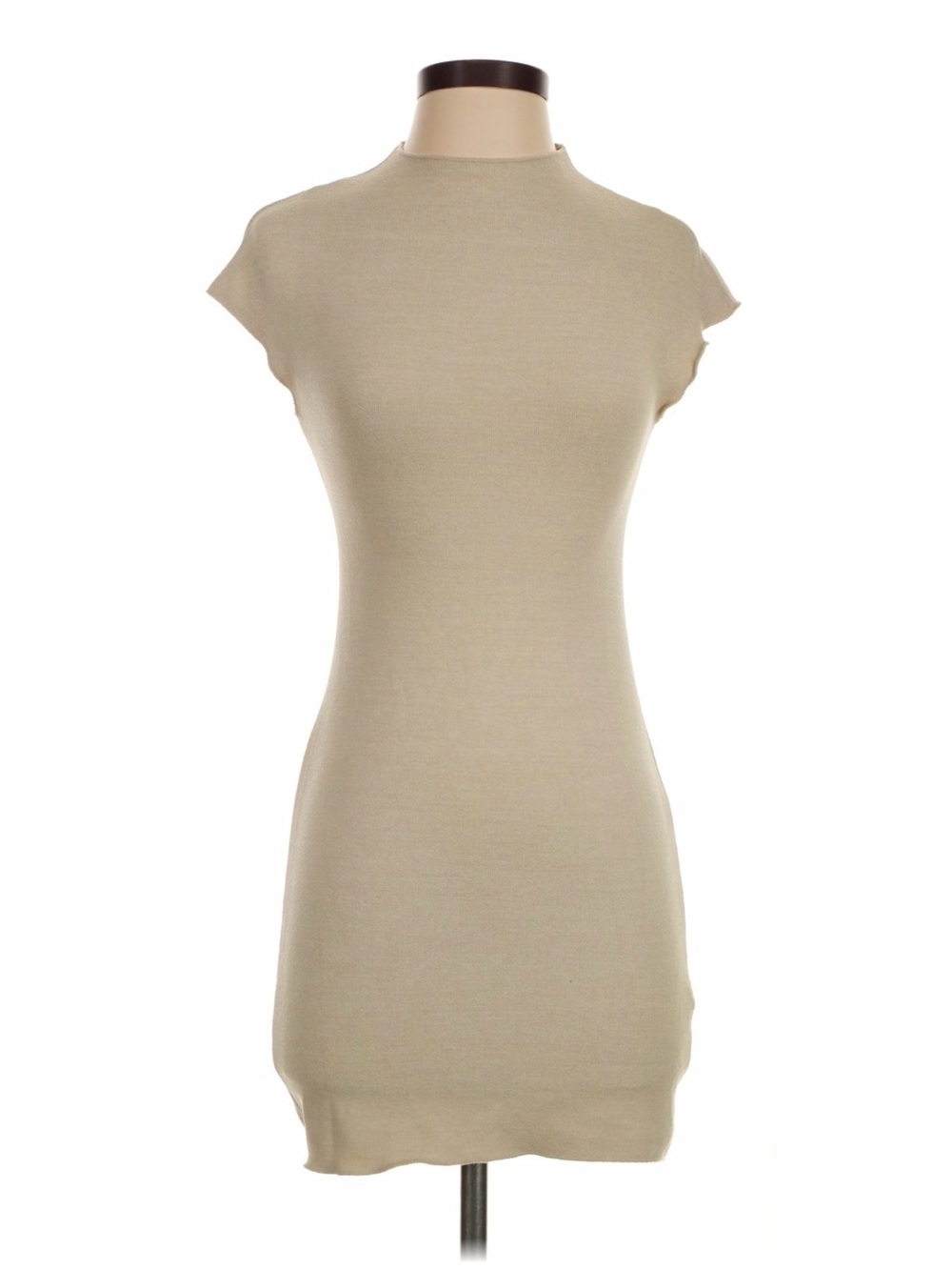 Beige Short Sleeve Knit Dress - Minimal Women's Dress